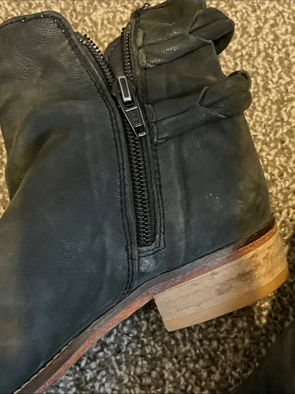 Free People Landslide Leather Braided Ankle Boots Distressed Boho SZ 36